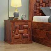 Olivia Solid Sheesham Wood Bedside Table (Natural Finish)